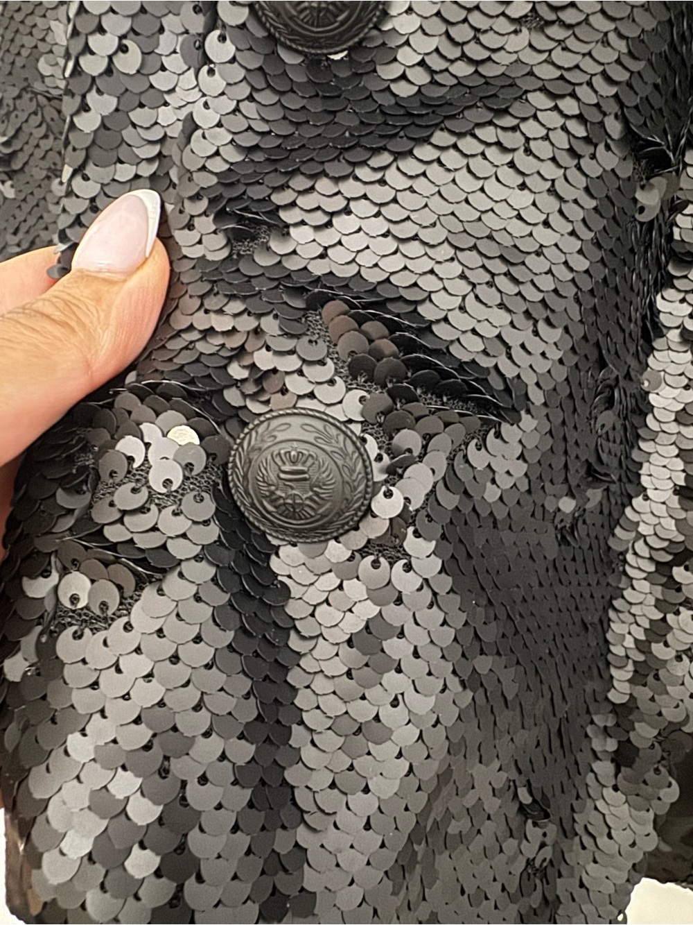 L’AGENCE Black Sequin Double Breasted Blazer Evening Party Jacket Size 0 - Picture 4 of 9